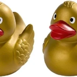 Schmoozies Set Van 3x Stuks Badeendjes In Het Goud Van 8 Cm - Gouden Speelgoed Drijvende Eendjes