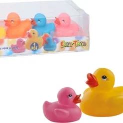 Eddy Toys - 4x Stuks Rubberen Badeendjes Familie Gekleurd - Bad Speeltjes