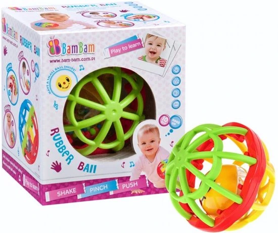 BamBam Rubberen Speelgoed Bal - Ontwikkeling Motoriek Hand Oog - 10 M+ 1 BamBam Rubberen Speelgoed Bal - Ontwikkeling Motoriek Hand Oog - 10 M+