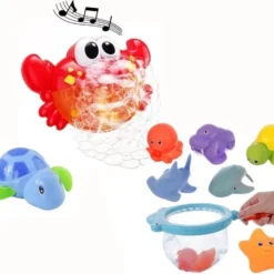 Merkloos Badspeelgoed - Badspeeltjes - Speelgoed Bad - Baby Cadeau - Peuter Cadeau - Baby, Peuter, Kleuter - 0, 1, 2, 3, 4, 5 Jaar - Krab Met Bubbels En Muziek , Schepnetje Met Knijpdiertjes , Opwindbare Schildpad - Waterspeelgoed - Bewegend Speelgoed