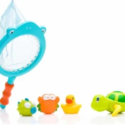 Zavelo® Baddieren Inclusief Schepnet Haai - Badspeelgoedset - Squirts Set Van 3 En 1 Opwindbare Schilpad