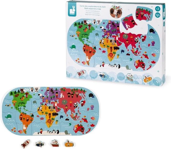 Janod - Badspeelgoed Wereldkaart 2 Janod - Badspeelgoed Wereldkaart - Afbeelding 2
