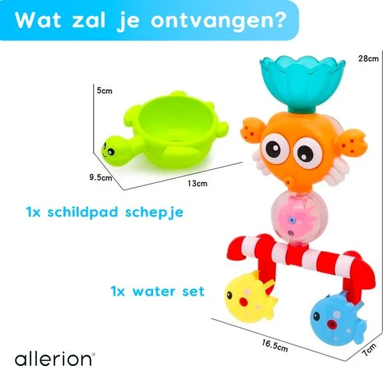 Allerion® Allerion Fontein Badspeelgoed – Vanaf 1 Jaar – Visjes, Krab En Schildpad – Met Zuignappen 3 Allerion® Allerion Fontein Badspeelgoed – Vanaf 1 Jaar – Visjes, Krab En Schildpad – Met Zuignappen - Afbeelding 3