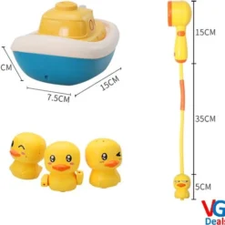 VG Deals Interactief Bad Speelgoed | Eenden Boot Met Douche | Watersproei Boot | 4 In 1 Bad Speelgoed Douche| Baby En Peuter Speelgoed | Bad Boot Met 4 Verschillende Sproeikoppen |4 Opzet Stukken | Duck Shower| Bad Eend | Jongens En Meisjes