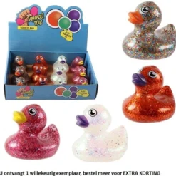 Merkloos Glitter Bad Eendje - 1 Exemplaar - Bud Duck - Uitdeelcadeaus - Bad Speeltjes