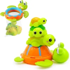 Allerion® Allerion Schildpadden Badspeelgoed Set – Vanaf 1 Jaar – Met 4 Rubberen Schildpadden