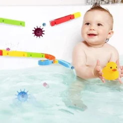 AJB Badspeelgoed Baby | Waterval Glijbaan Spelletjes | Waterglijbaan Kinderbad Speelgoed | Montageset Met 44 Stuks | Bad Spoor Voor Peuters | Jouets De Bain Bébé | Jouets De Baignoire | Bad Speelgoed | Water Knikkerbaan | Kinder Waterspeelgoed | Vetalo