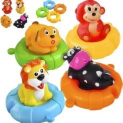 Ariko Badspeelgoed, Losse Dieren In Reddingsboei - Badeendje - Leeuw - Koe - Aap - Hond -Aanbiedingen badspeelgoed Winkel 550x562 11