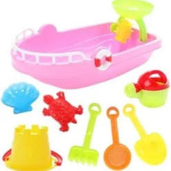 JInscom GO PLAY Strandset 'Boot' 9-dlg -zandvormen+schepje ROZE