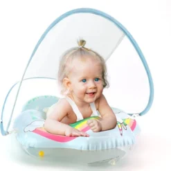 Lightaling Baby Zwemband - Opblaasband Met Zonnescherm - Baby Float Tot 1 Jaar - Drijfband- Zwemring - Cadeau - Zomer - Vakantie