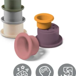Babyono - Stapelbekers -Educatief Siliconen Badspeelgoed – CUP INTO CUP