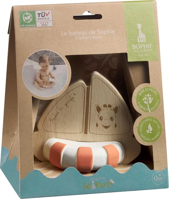 Sophie De Giraf - So Pure - Badbootje - Rubber En Hout 4 Sophie De Giraf - So Pure - Badbootje - Rubber En Hout - Afbeelding 4