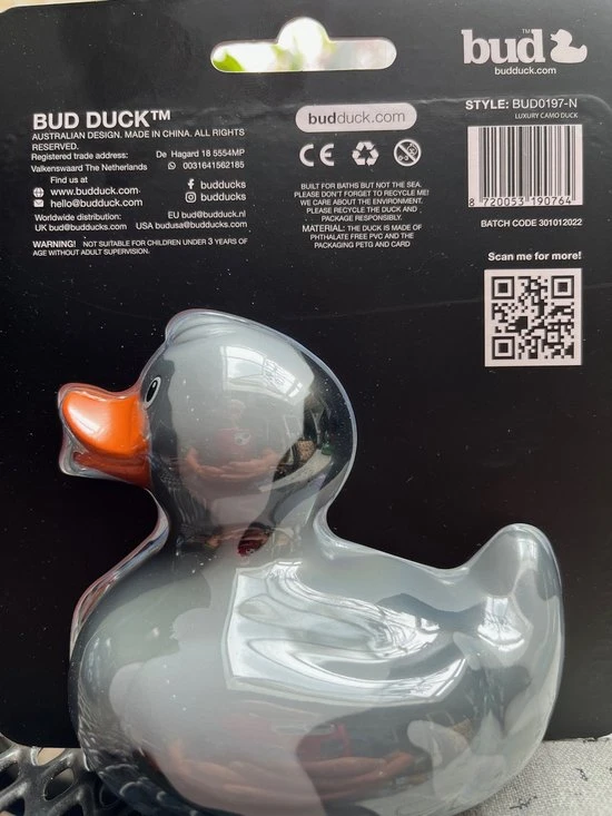 BUDDUCK.COM BUD Camo Duck Badeendje Camouflage Van Budduck In Zwart Grijs En Wit 1 BUDDUCK.COM BUD Camo Duck Badeendje Camouflage Van Budduck In Zwart Grijs En Wit
